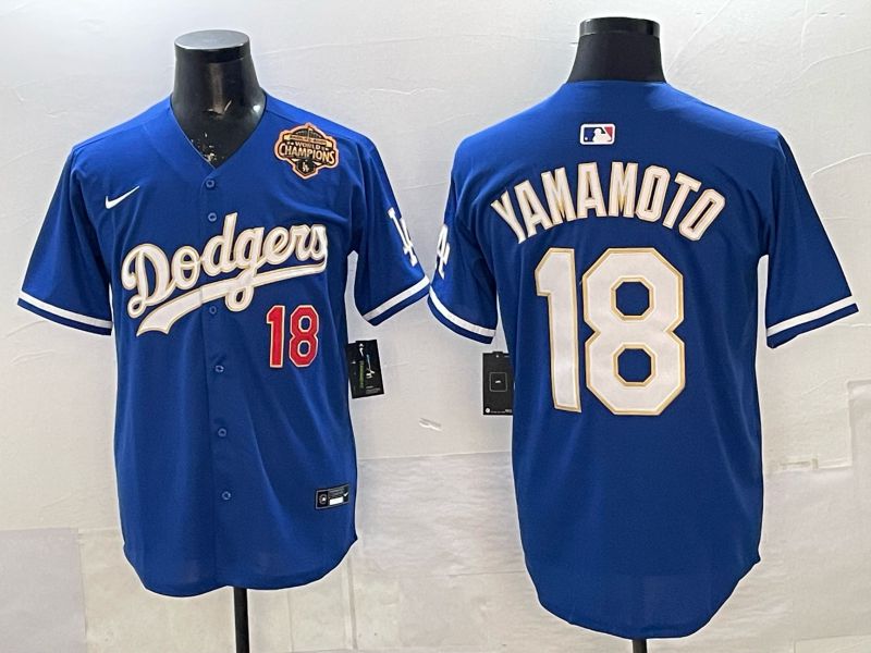 Men Los Angeles Dodgers #18 Yamamoto Blue Gold Game 2026 Nike MLB Jersey 0016->los angeles dodgers->MLB Jersey